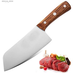 Кухонные ножи Тесак для мяса из нержавеющей стали Бытовой острый нож для измельчения костей Нож шеф-повара для измельчения и резки Нож двойного назначения с деревянной ручкой Кухонный нож Q240226