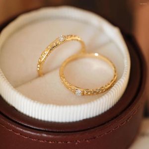 Klusterringar 925 Sterling Silver 14K Guldpläterad Finger Ancient Design Ring Luxury Jewelry Wedding Zircon Stacking For Women