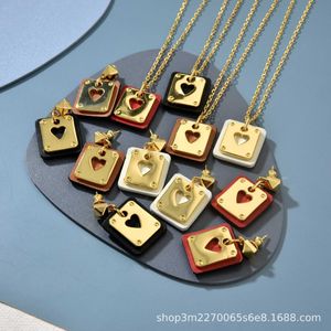 H Necklace H Trendy Geometric Square Poker Peach Heart Calf Leather Double layered Course Dismantling High Grade Earrings Necklace Jewelry