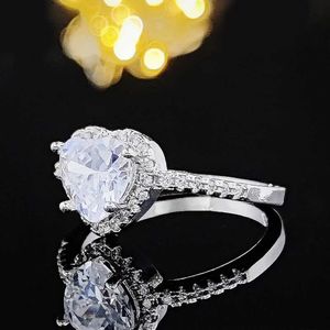 Anéis de banda 2023 em forma de coração rosa prata bonito moda promessa anel feminino festa presente dedo entrega gratuita item R1707 J240326