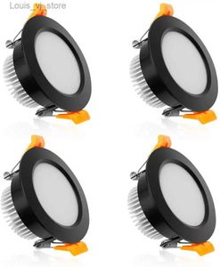 مصابيح Downlights LED LED Light 4 Pack Plafon Techo 2 inch 5W Black Trim Dimmable Downlight Plafonniers C YQ240226