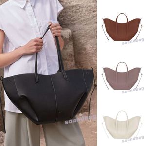 Real Cowhide 10a Cyme Tote - Winged Design Bucket French Elegance Dual Carrying Options Geunine Leather Designer Handväska Stor storlek Shopping Soft Hobo Crossbag Berii