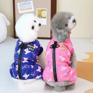 Hundkläder 2024 Cat Warm Jumpsuit Hoodie Windbreak Bear Zipper Design Pet Winter Coat Jacket Outfit kläder