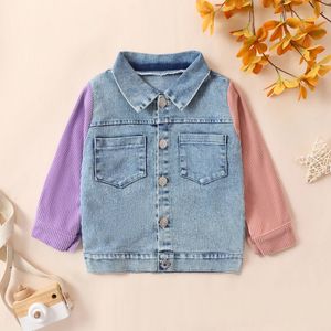 Stagione primaverile e autunnale Ragazzi Ragazze Neonati Manica lunga Vivace Romantico Denim Patchwork Giacca a colori 240220