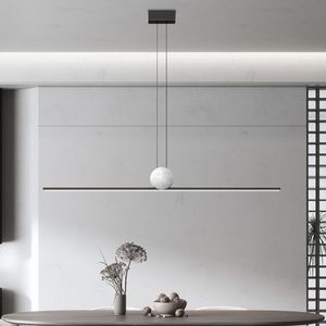 Italian minimalist all copper light luxury long strip restaurant pendant lamp Nordic modern minimalist marble pendant light