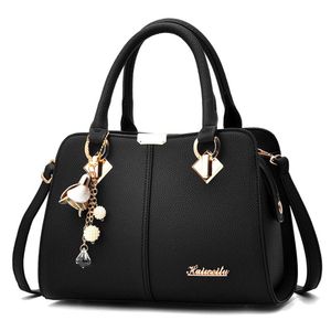 Elegante bolsa de alça dupla feminina moda zíper bolsa casual couro falso bolsa de ombro