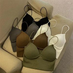 Camisoles & Tanks Slim Tube Top Up Short Chest V-neck Camisole Push Stretch Pads Bra Tops Suspenders Ladies With Navel Fit Cropped Babes