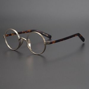 Fashion Sunglasses Frames 2021 Japanese Handmade Pure Titanium Small Round And Acetate Leg Glasses Frame Myopia Reading Eyewear Me267r