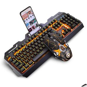 Klavye Fare Kombinasyonları Mekanik ve Set Kablolu USB Bilgisayar Defteri Oyun Tuş Takımı PC TECLADO CLIVIER GAMER COMPLOTO TASTIERA RGB DELU OTJHW