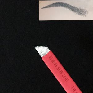 Agulhas de 16 pinos 0.18mm, maquiagem permanente, manual, sobrancelha, tatuagem, lâmina para bordado 3d, microblading, máquina de caneta de tatuagem