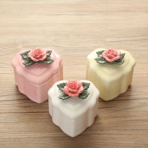 Stud Heartshaped Rose Multicolor Ceramic Can Jewelry Box Wedding Stud Earring Necklace Accessories Storage Tank Ceramic Sugar Gift