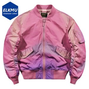 Harajuku Hip Hop Bomber Jacket Pink Plus Size Streetwear Techwear Jackets Couple Fashion Baseball Varsity Jacket and Coat 240222