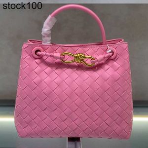 Rosa Venetabottegs Bolsas de tecido de luxo Andiamo Bolsa pequena Bolsa tote de grande capacidade Bolsas de compras Moda Tricô Couro Genuíno Couro Simples Hobo Ombro Ba