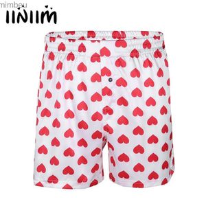 Herr shorts iiniim herrar söta kärlek hjärttryck klassiska mjuka boxare shorts lätt lösa strand slitage bräd lounge homme shorts sweetpants 240226