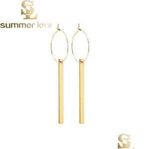 Dangle & Chandelier New Fashion Big Circle Geometric Earrings For Women Long Drop Dangle Earring Sier Gold Hollow Round Loo Dhgarden Dhrkn