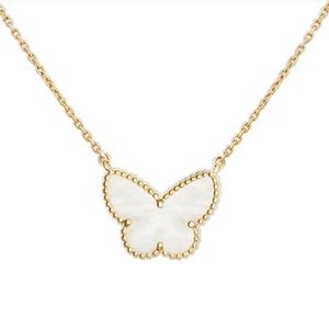 Designer necklace luxury jewelry butterfly necklaces for women Red Bule White Shell rose gold platinum pendant Wedding gift stainless steel wholesale for resaleQ6