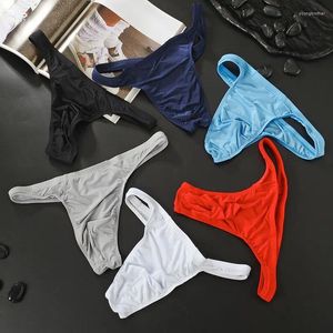 Underpants Underwear Mens Men Briefs T Style Low Waist Summer Breathable Ice Silk Men's Male Intimo Uomo Sexy