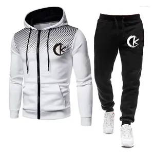 Men's Tracksuits High-quality Hoodie Jogging Sweatpants 2-Piece Suit Male Designer Tracksuit Warm Lapel Up Zipper Windbreak Set