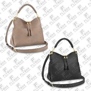 M45522 Maida Hobo Desinger Bag Women Lady Canvas منقوش من جلد العجل الأصلي مضغوط على حقيبة يد محفظة