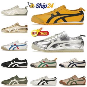 Nowa jakość 2024 Sports Flat Casual Shoes Męskie kobiety Onitsukass Tiger Mexico 66 Platforma Platforma Metalowe Srebrne Czarne Białe Trenery Buty Buty