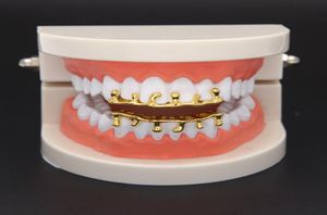 Hip Hop Gold Teeth Grillz Drip 8 Teeth Grills Dental Cosplay Bottom Lower Tooth Caps Rapper Mouth Jewelry Party Gift4725655