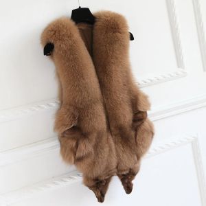 Pelz Mode frauen Echt Fox Pelzmantel Weibliche Winter Dicker Warme echtpelz Weste Pelzigen Flauschigen Natürliche Fuchs Pelz parkas F2545