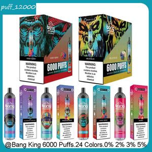 オリジナルのBang King 6000 Puffs使い捨てEタバコ蒸気包装装置850MAH 14MLプレフィルドカートリッジスティック6000パフ0％2％3％5％蒸気