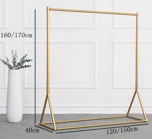 Golden Clothing Rack Display Rack Gold Ubrania szelfowa podłoga F08228212769