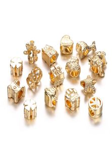 Goldfarbe für Charms-Armbänder, Armreifen, Pfotenhaus-Sternperlen, europäische DIY-Perlen für die Schmuckherstellung MX103738804