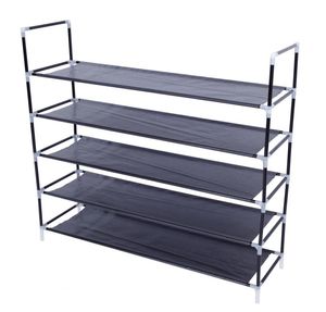 5 Tier Shoes Rack Stand Storage Organizer Nonwoven Tyghylla med hållare Stackbart garderobsfartyg från USA6875705