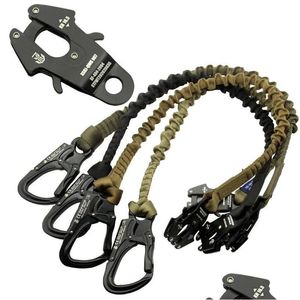 Outdoor Gadgets Military Ce Certified Double Head Safety Belt Climbing Fast Descent Restraint Quick Release Elastic Rope Frog Buckle Dhgp2