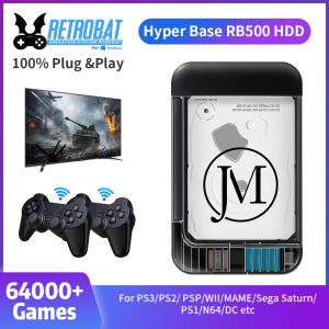 Konsoler Portable Externt Game 500G Hard Drive Retrobat System Plug Play Built In 64000+Games Compatible Forps3/PS2/PSP/WII/MAME/SEGA