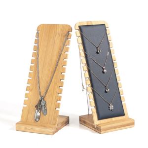 Necklaces Bamboo Jewelry Display Stand Wood Necklace Easel Showcase Display Holder Stands