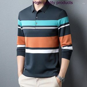 Herren Polos Herbst Frühling Baumwolle Poloshirts Hohe Qualität Breit Gestreift Business Casual Einfache Klassiker Mann T-shirts 4XL