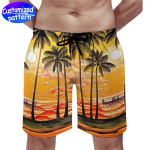 Calças de praia masculinas personalizadas com bolso respiram confortável, não é fácil de pilling, cordão rápido e design de malha, solto, casual, veludo pêssego, 170g, laranja