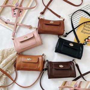 Purse Childrens Fashion Pure Color Girl Boston Kids Korean Style Lovely Leisure One Shoder Slant Cross Bag Babys Holiday Gift Drop D Dhf4D