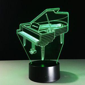 피아노 3D 야간 조명 화려한 터치 LED 시각 라이트 작은 테이블 램프 크리스마스 선물 300g