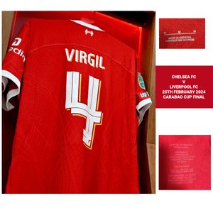 홈 섬유 성냥 선수 이슈 2024 Carabao Cup Final Jersey Virgil Endo Luis Diaz Szoboszlai M.Salah Drawin Maillot와 전체 스폰서