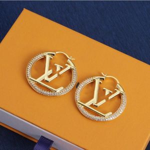 Charm Letter pendant earrings women Brand Jewelry Earring elegant Lady Big Hoop Earrings Cool Girl Ear Studs set Shiny diamond earrings Nice Christmas gifts with box