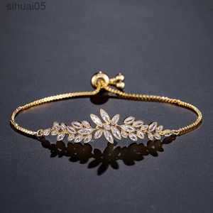 Perlen exquisites Blatt Marquise Zirkon verstellbares Armband für Frauen Kubikzirkonia Charm Armband Schmuck Geschenke YQ240226