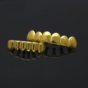 Guldpläterade tänder Grillz Set Grills High Quality Mens Hip Hop Jewelry2299