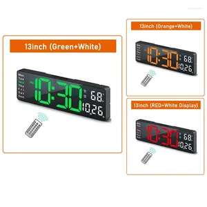 Wanduhren 13 Zoll großes Display LED Digitaluhr Fernbedienung Tischalarm Datum Woche Timer Automatischer Dimmer