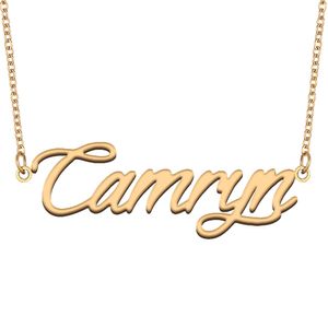 Camryn Name Necklace Gold Custom Nameplate Pendant for Women Girls Birthday Gift Kids Best Friends Jewelry 18k Gold Plated Stainless Steel