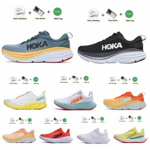 2023 Nowy projektant Hokas One Buty Buty do biegania Bondi 8 Clifton 9 Wolne osoby kobiety białe jagnog zmienne piasek Triple Black Movewe Ruch Golden Coast