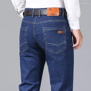 Jeans masculinos denim negócios casual marca trabalho ol diário moda chegadas calças plus size sólido azul preto calças masculinas