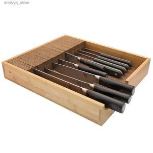 Kitchen Knives KNIFEdock Large Bamboo In-Drawer knife rest knife block kitchen accessories Q240226