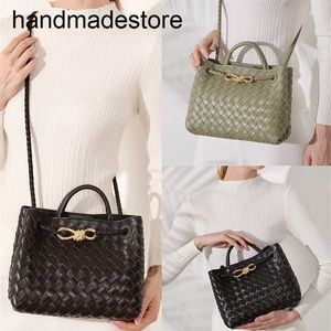 Venetabottegs Bag Teacher Lu Handmade Woven Sheepskin Andiamo Small Bow Tote Handheld One Shoulder Crossbody Bag