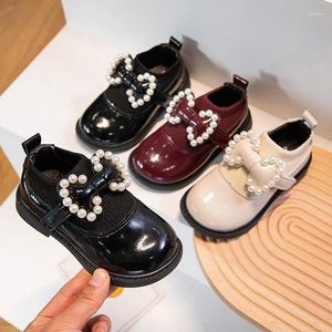 Boots Baby Casual Shoes Children Girl Princess Shoe Korean Style PU Leather Bow Falt Kids Sneakers Show Non-Slip Toddler Running