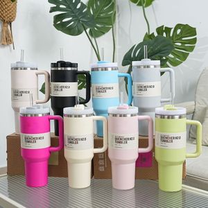 1pc New Quencher H2.0 40oz Stainless Steel Tumblers Cups with Silicone Handle Lid and Straw 2nd Generation Car Mugs Vacuum Insulated Water Bottles with