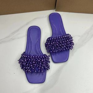 Zarif Bayan Ayakkabı Düz ​​Ayakkabı Açık Sokak Kadın Sliders Son Twisted Tasarım 2024 Yaz Beach Womens Sliders 240226